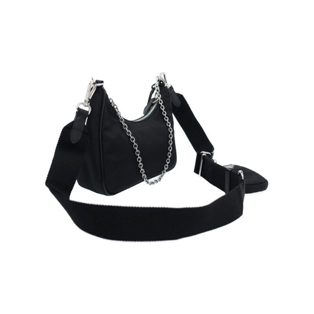Prada Saffiano Chain Leather Bag ReEdition Black Shoulder 2005